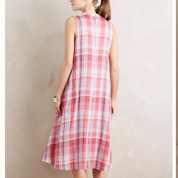 Maeve Anthropologie Pipa Plaid Sleeveless Hi Low Swing Dress - Picture 3 of 14